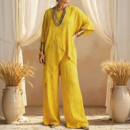 🔥Solange der Vorrat reicht 50 % Rabatt!🎉Zweiteiliges Damen-Outfit mit lockerer Passform und asymmetrischem Oberteil