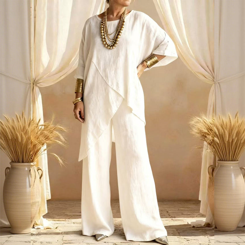 🔥Solange der Vorrat reicht 50 % Rabatt!🎉Zweiteiliges Damen-Outfit mit lockerer Passform und asymmetrischem Oberteil