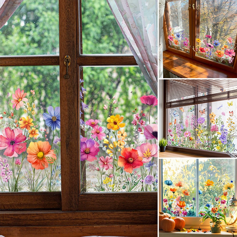 ✨LETZTER TAG VERKAUF 50 % RABATT!💐Bunter Blumenstrauß-Fensteraufkleber🖼️