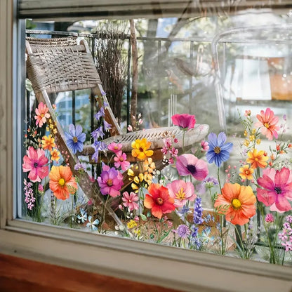 ✨LETZTER TAG VERKAUF 50 % RABATT!💐Bunter Blumenstrauß-Fensteraufkleber🖼️