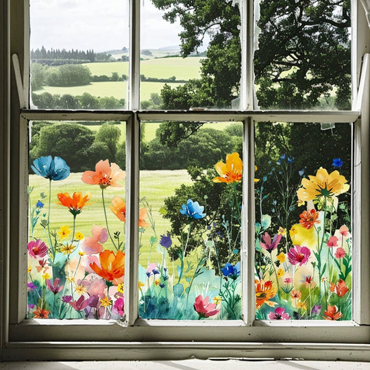 ✨LETZTER TAG VERKAUF 50 % RABATT!💐Bunter Blumenstrauß-Fensteraufkleber🖼️