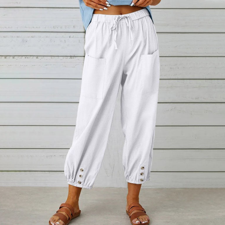 👖 60% korting! 💞 Wijde, rechte damesbroek van katoen &  Linnen – Ademend, flatterende pasvorm &  Praktische tassen ✨