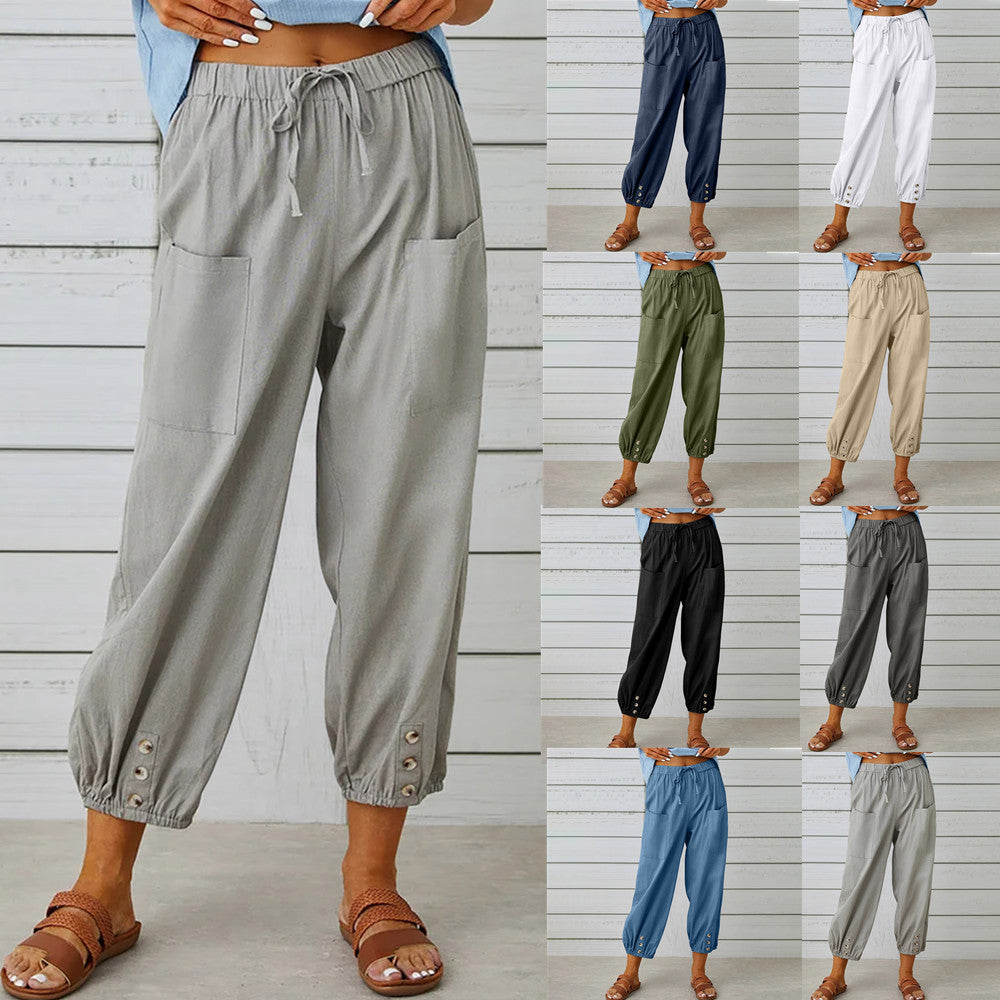👖 60% korting! 💞 Wijde, rechte damesbroek van katoen &amp;  Linnen – Ademend, flatterende pasvorm &amp;  Praktische tassen ✨