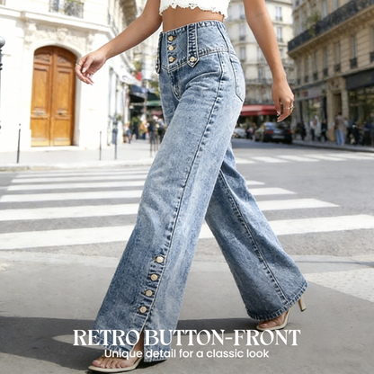 Women’s High-Waist Wide-Leg Jeans with Side Slits