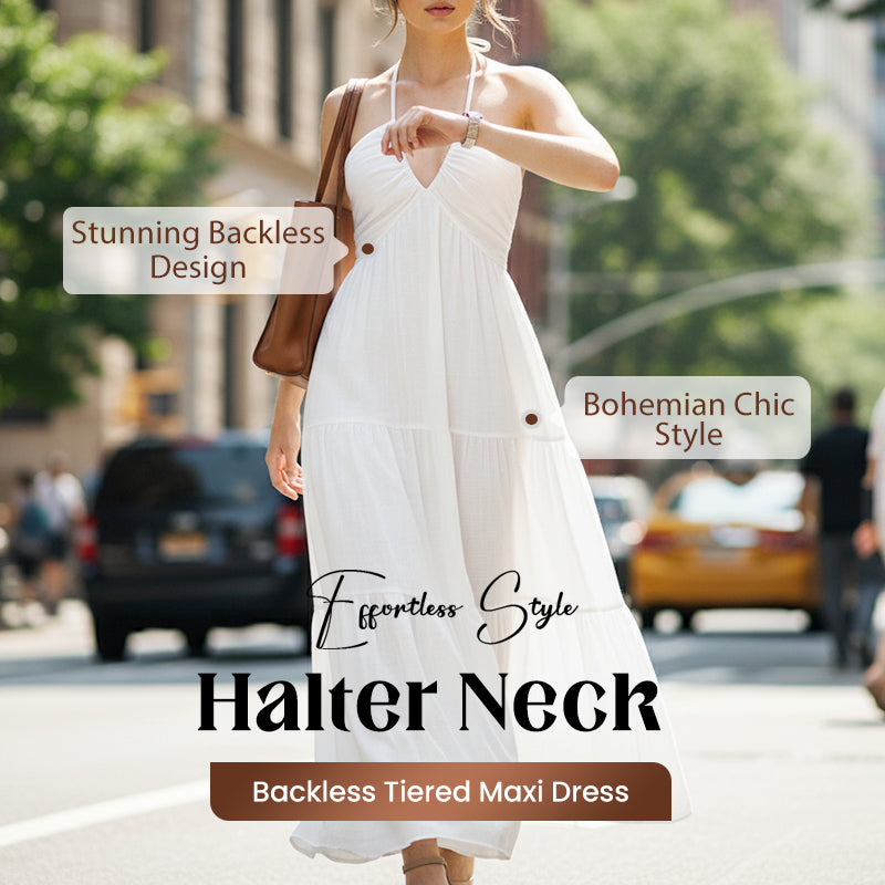 💎 50% RABATT! 💎 Halsfreies, Rückenfreies Layering-Maxikleid – Bohemian Chic, Fließend &amp; Perfekt für Frühling und Sommer ☀️👗