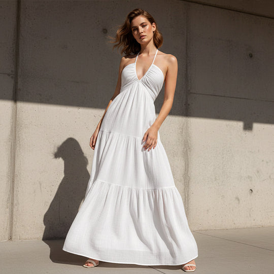 💎 50% RABATT! 💎 Halsfreies, Rückenfreies Layering-Maxikleid – Bohemian Chic, Fließend &amp; Perfekt für Frühling und Sommer ☀️👗
