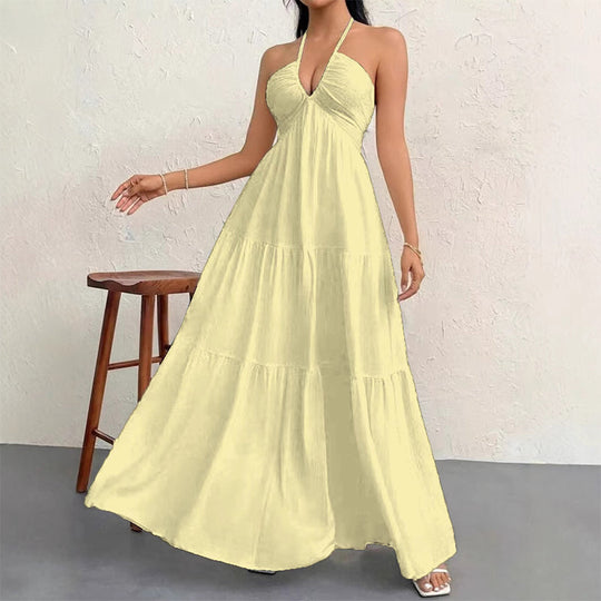 💎 50% RABATT! 💎 Halsfreies, Rückenfreies Layering-Maxikleid – Bohemian Chic, Fließend &amp; Perfekt für Frühling und Sommer ☀️👗
