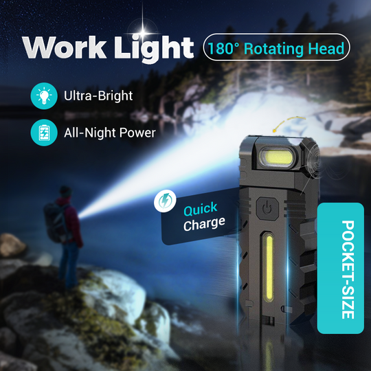 💎 50 % RABATT! 💎 180° drehbare LED-Arbeitsleuchte – Dual-Strahl, Magnetfuß und über USB-C wiederaufladbar