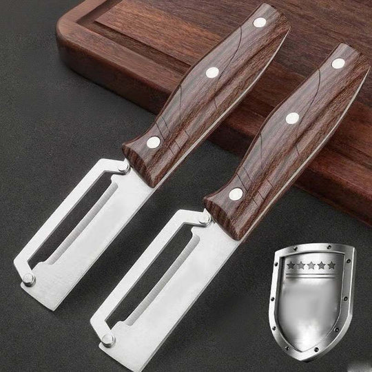 🥕 KOOP 2, KRIJG 1 GRATIS! 🔪 Multifunctionele dunschiller – vlijmscherp mes, ergonomische houten handgreep &amp;  Geïntegreerde flesopener voor in de keuken ✨