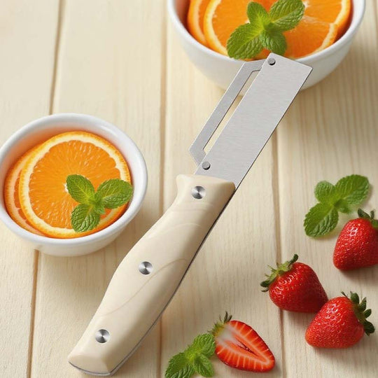 🥕 KOOP 2, KRIJG 1 GRATIS! 🔪 Multifunctionele dunschiller – vlijmscherp mes, ergonomische houten handgreep &amp;  Geïntegreerde flesopener voor in de keuken ✨