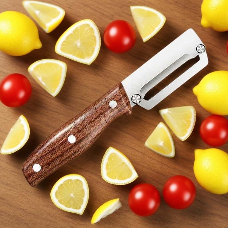 🥕 KOOP 2, KRIJG 1 GRATIS! 🔪 Multifunctionele dunschiller – vlijmscherp mes, ergonomische houten handgreep &amp;  Geïntegreerde flesopener voor in de keuken ✨