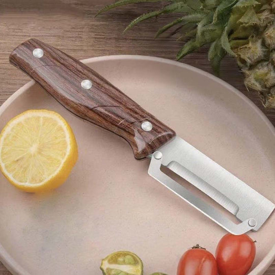 🥕 KOOP 2, KRIJG 1 GRATIS! 🔪 Multifunctionele dunschiller – vlijmscherp mes, ergonomische houten handgreep &amp;  Geïntegreerde flesopener voor in de keuken ✨