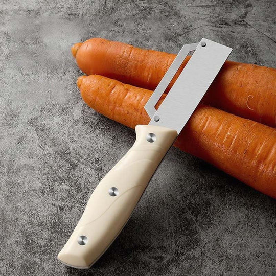 🥕 KOOP 2, KRIJG 1 GRATIS! 🔪 Multifunctionele dunschiller – vlijmscherp mes, ergonomische houten handgreep &amp;  Geïntegreerde flesopener voor in de keuken ✨