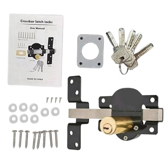 💎 50 % DE DESCONTO! 💎 Fechadura de porta de dobre cara 50/70 mm: robusta fechadura de ferro con pasador longo &amp;  5 chaves para o interior &amp;  Fóra 🔒🚪