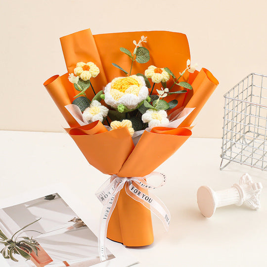🌸 50% RABATT! 🎉 Handmade Delicate Crochet Flower Bouquet – Lifelike Design, Durable &amp; Perfect Home Decor/Gift ✨