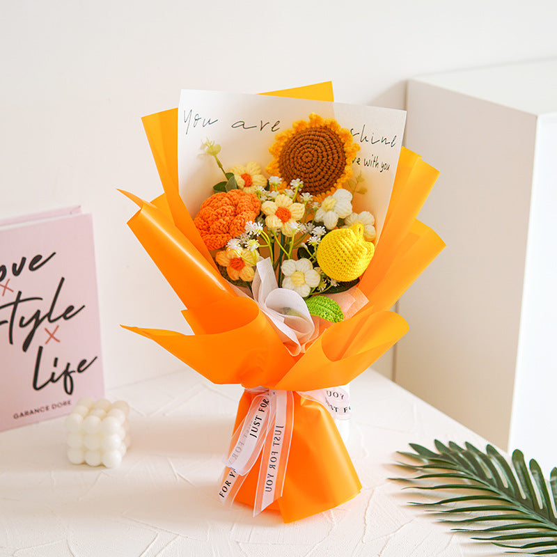 🌸 50% RABATT! 🎉 Handmade Delicate Crochet Flower Bouquet – Lifelike Design, Durable & Perfect Home Decor/Gift ✨