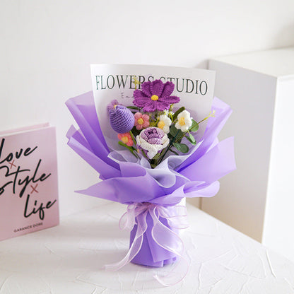 🌸 50% RABATT! 🎉 Handmade Delicate Crochet Flower Bouquet – Lifelike Design, Durable & Perfect Home Decor/Gift ✨