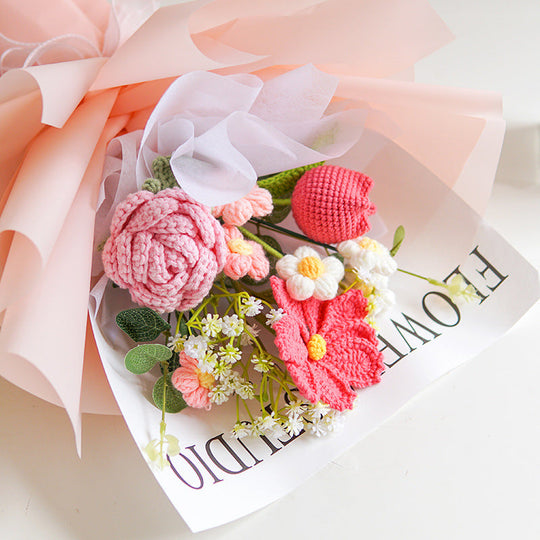 🌸 50% RABATT! 🎉 Handmade Delicate Crochet Flower Bouquet – Lifelike Design, Durable &amp; Perfect Home Decor/Gift ✨