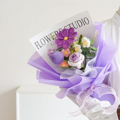 🌸 50% RABATT! 🎉 Handmade Delicate Crochet Flower Bouquet – Lifelike Design, Durable & Perfect Home Decor/Gift ✨