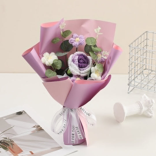 🌸 50% RABATT! 🎉 Handmade Delicate Crochet Flower Bouquet – Lifelike Design, Durable &amp; Perfect Home Decor/Gift ✨