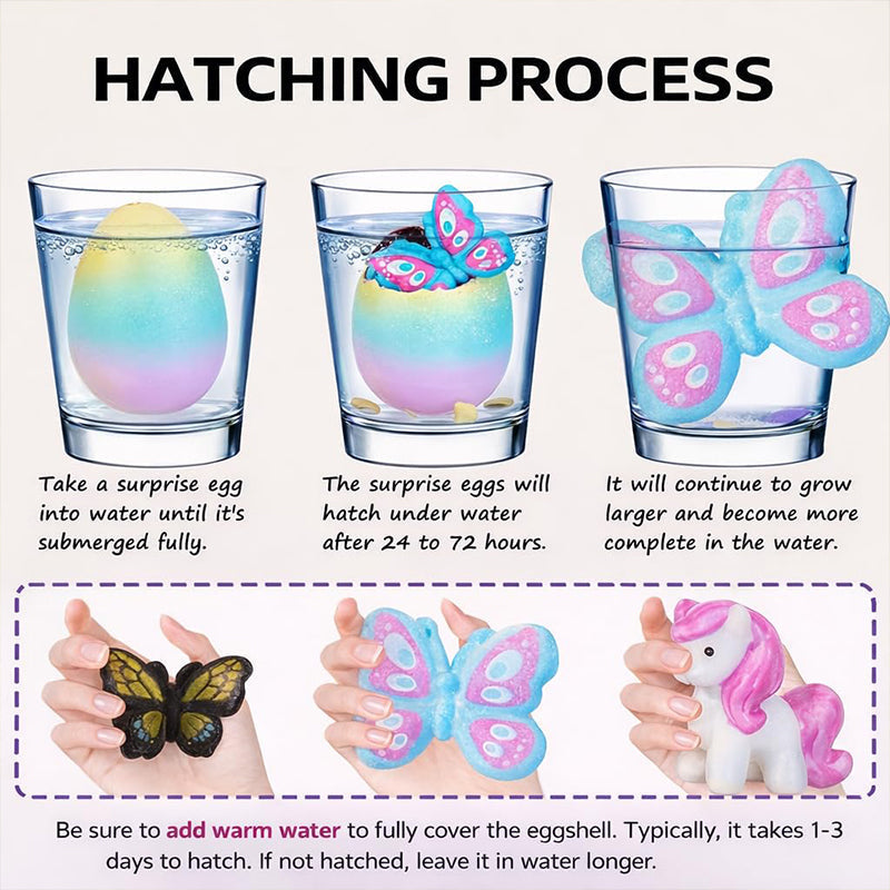 💎 KAUF 3, ERHALTE 1 GRATIS! 💎 Wachsende Oster-Überraschungs-Eier – Schlüpfende Dino/Einhorn/Schmetterling-Figuren im Wasser | Magisches MINT-Spielzeug 🥚🦄