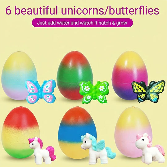 💎 KAUF 3, ERHALTE 1 GRATIS! 💎 Wachsende Oster-Überraschungs-Eier – Schlüpfende Dino/Einhorn/Schmetterling-Figuren im Wasser | Magisches MINT-Spielzeug 🥚🦄