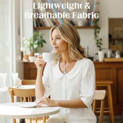 Besticktes Retro-Hemd mit Blumenmuster und Kragen