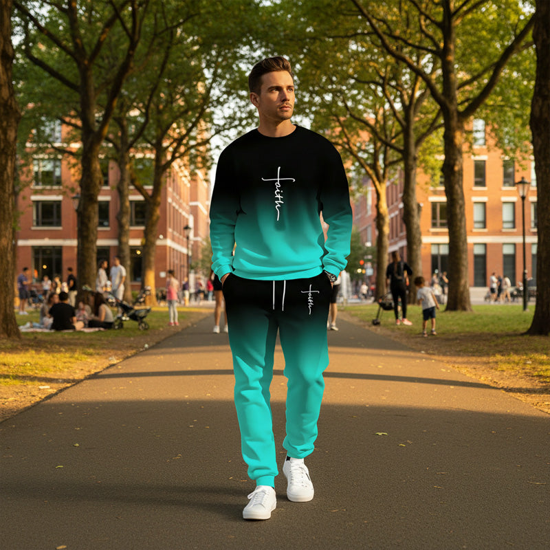 👕🏃 Herren-Trainingsanzug – Farbverlauf-Design, Weich &amp; Atmungsaktiv für Sport &amp; Freizeit 🌬️