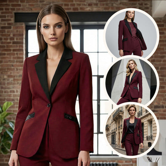 🌞Lente-ontwaking: 50% korting!✨ Modern pak met contrasterende revers &amp;  Gestructureerd silhouet, elegant &amp;  Veelzijdig te gebruiken op kantoor &amp;  Feestelijkheden