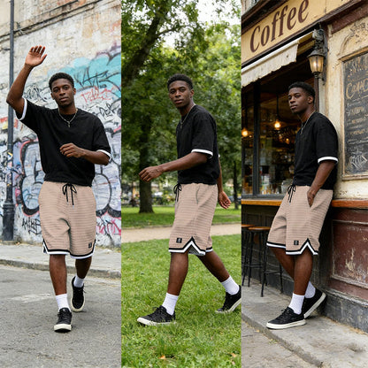 🏃 Locker geschnittene Herren-Shorts mit Streifen- / Karo-Design – Bequeme Freizeitshorts für Sport & Alltag – Sommerliche Baumwoll-Shorts🩳