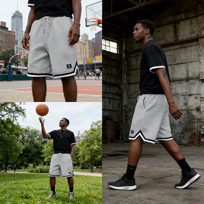 🏃 Locker geschnittene Herren-Shorts mit Streifen- / Karo-Design – Bequeme Freizeitshorts für Sport & Alltag – Sommerliche Baumwoll-Shorts🩳