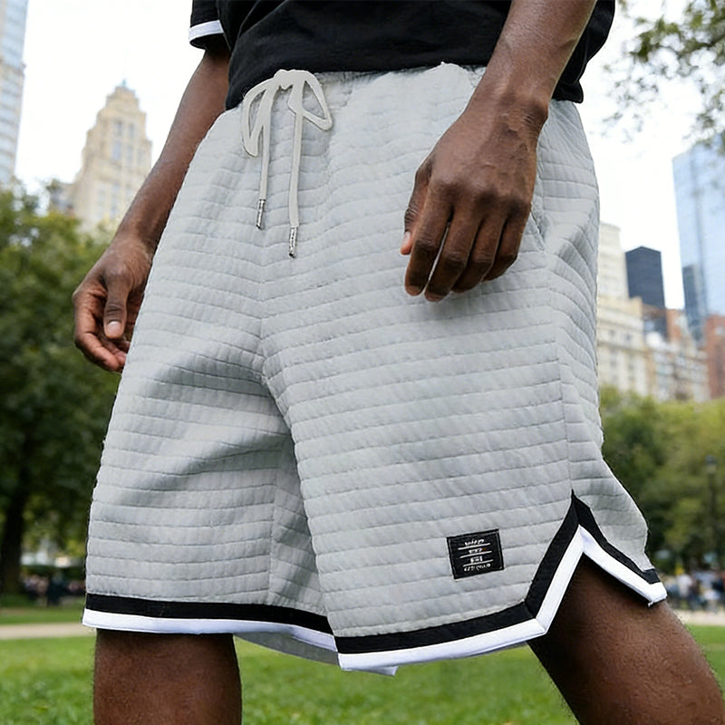 🏃 Locker geschnittene Herren-Shorts mit Streifen- / Karo-Design – Bequeme Freizeitshorts für Sport &amp; Alltag – Sommerliche Baumwoll-Shorts🩳
