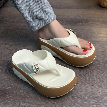 🔥Solange der Vorrat reicht 40 % Rabatt!🎉Sommerliche Flip-Flops für Damen mit weicher Plateausohle und Farbblock-Design