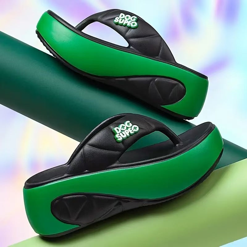 🔥Solange der Vorrat reicht 40 % Rabatt!🎉Sommerliche Flip-Flops für Damen mit weicher Plateausohle und Farbblock-Design