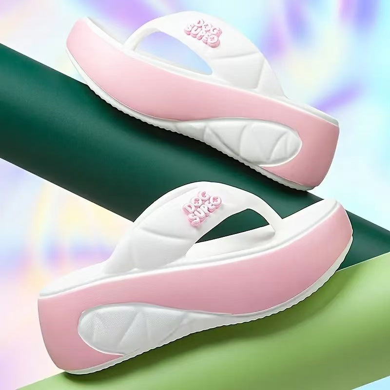 🔥Solange der Vorrat reicht 40 % Rabatt!🎉Sommerliche Flip-Flops für Damen mit weicher Plateausohle und Farbblock-Design