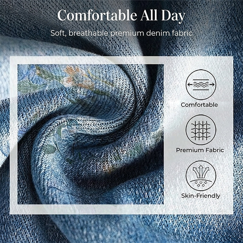 💎65% Rabatt 👖Damenjeans mit Blumenmuster und geradem Bein【BEI 2 ARTIKELN VERSANDKOSTENFREI】✨