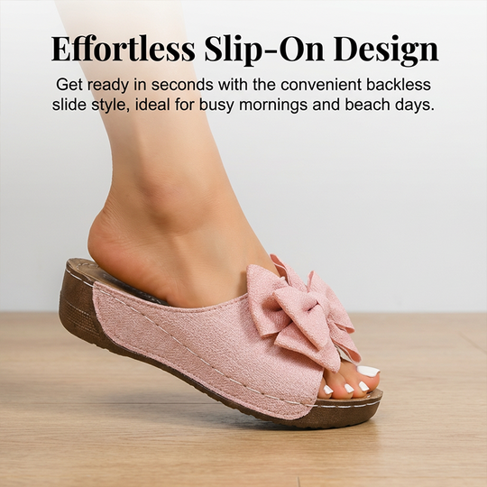 👡 60% RABATT! 🎀 Damen-Bowknot Zehenfreie Keilabsatz-Sandalen – Stilvoll, Bequem &amp; Perfekt für Sommer &amp; Feste 🌸