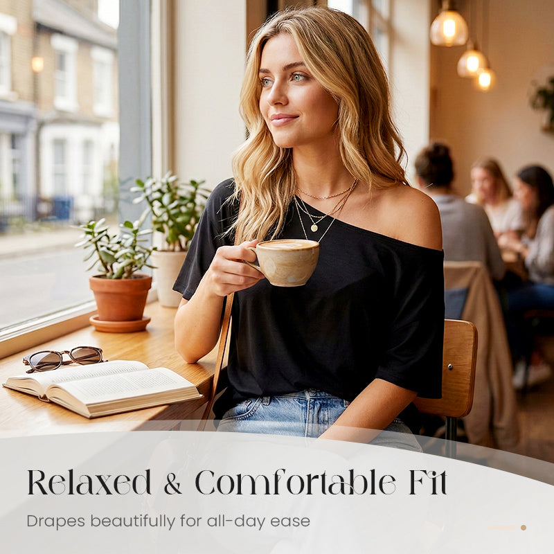 💥✨Damen-Oberteil mit schulterfreiem, lockerem Schnitt, 2-teiliges Set
