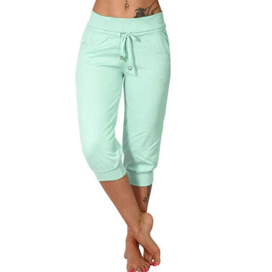 🔥Solange der Vorrat reicht 50 % Rabatt!🎉Damen 3/4 Jogginghose – Strickstoff, Hoher Bund mit Kordelzug, Mit Taschen