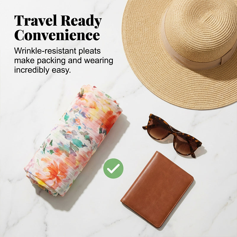 Ärmelloses Midikleid mit Plissee und Blumenprint und betonter Taille