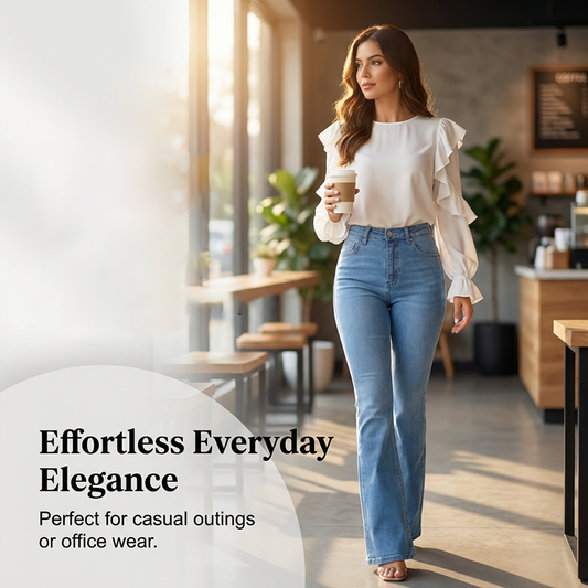 Elastische Schlagjeans für Damen mit hoher Taille