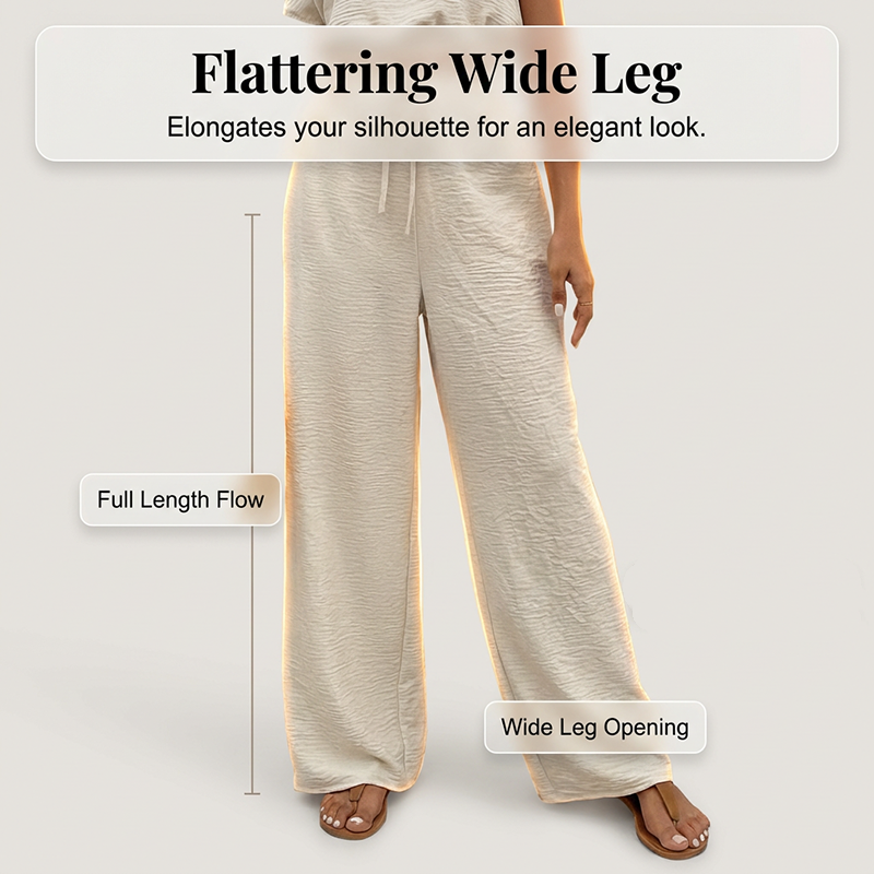 Kurzarm-Oberteil + lockere gerade Hose – Zweiteiler-Set für Damen