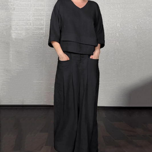 💝New Spring Styles💝Irregular Hem Cotton Linen Short Sleeve Casual 2-Piece Set