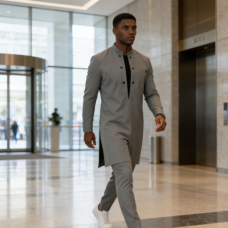 👔Tunika-Set für Herren – Stehkragen, Zweireihig & Atmungsaktiv (S-5XL) Für Einen Stilvollen Auftritt 🎩