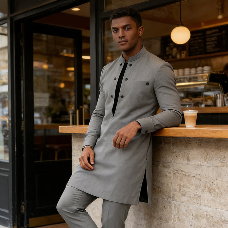 👔Tunika-Set für Herren – Stehkragen, Zweireihig &amp; Atmungsaktiv (S-5XL) Für Einen Stilvollen Auftritt 🎩