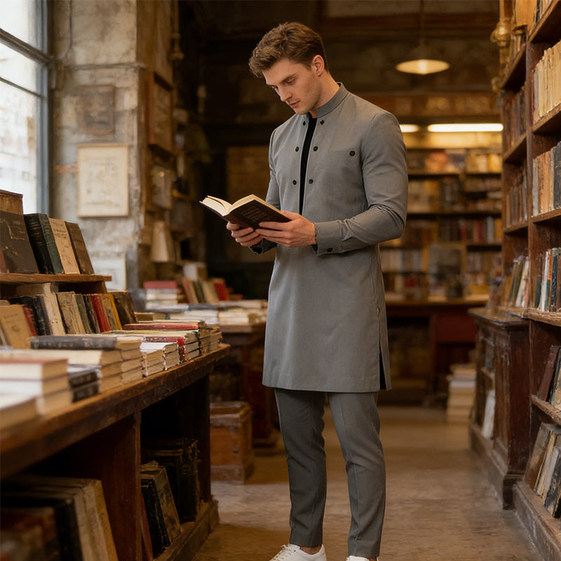 👔Tunika-Set für Herren – Stehkragen, Zweireihig & Atmungsaktiv (S-5XL) Für Einen Stilvollen Auftritt 🎩