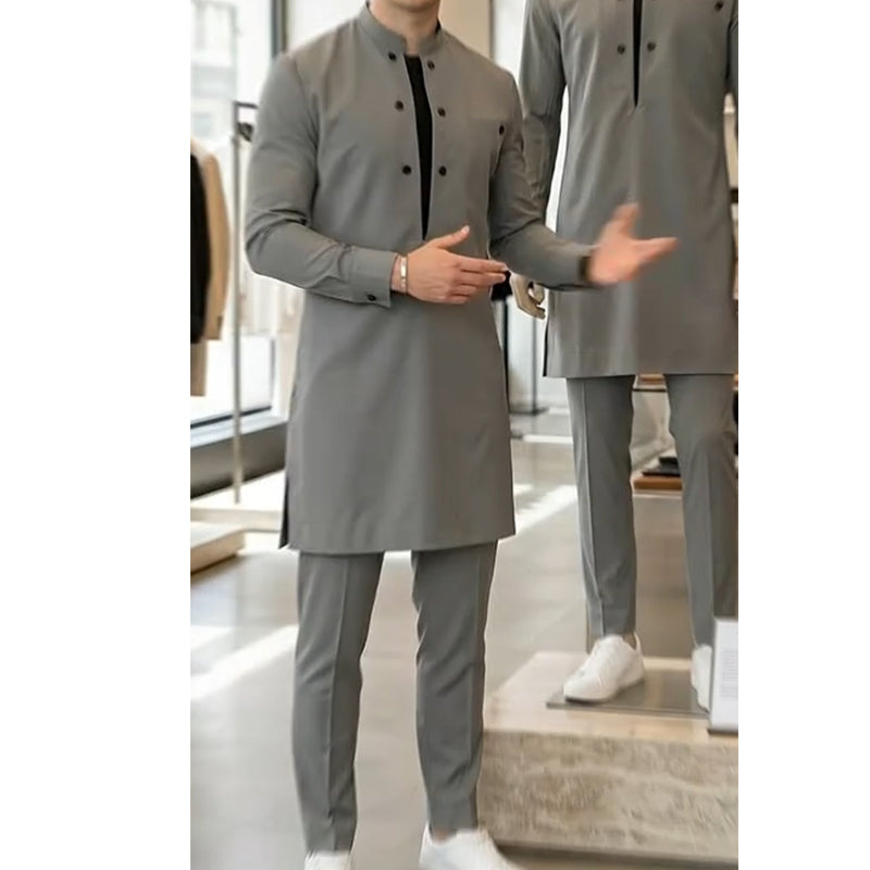 👔Tunika-Set für Herren – Stehkragen, Zweireihig &amp; Atmungsaktiv (S-5XL) Für Einen Stilvollen Auftritt 🎩