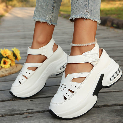 Damen-Plateau-Keilsandalen mit Hohlsaum