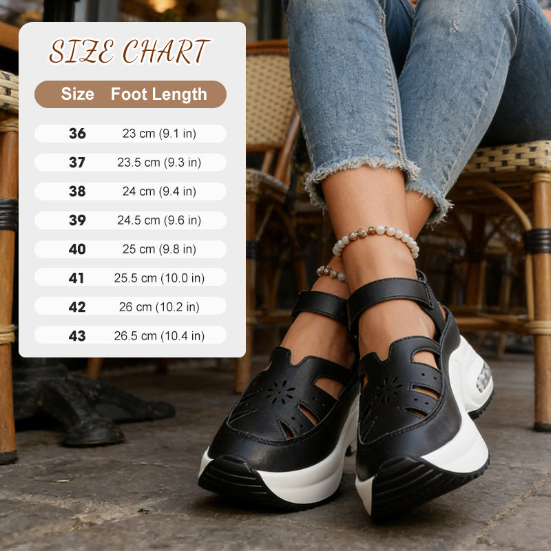 Damen-Plateau-Keilsandalen mit Hohlsaum