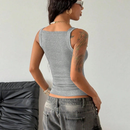 👚 50% RABATT! 🔥 Rippen-Tanktop für Frauen mit Verstellbarem Bügelverschluss – Figurbetont, Vielseitig &amp; Perfekt Für Jeden Look 🌸